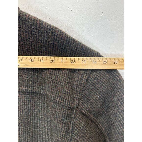 Eddie Bauer Coat Mens XL Brown Herringbone Wool Leather Vtg - Picture 8 of 10